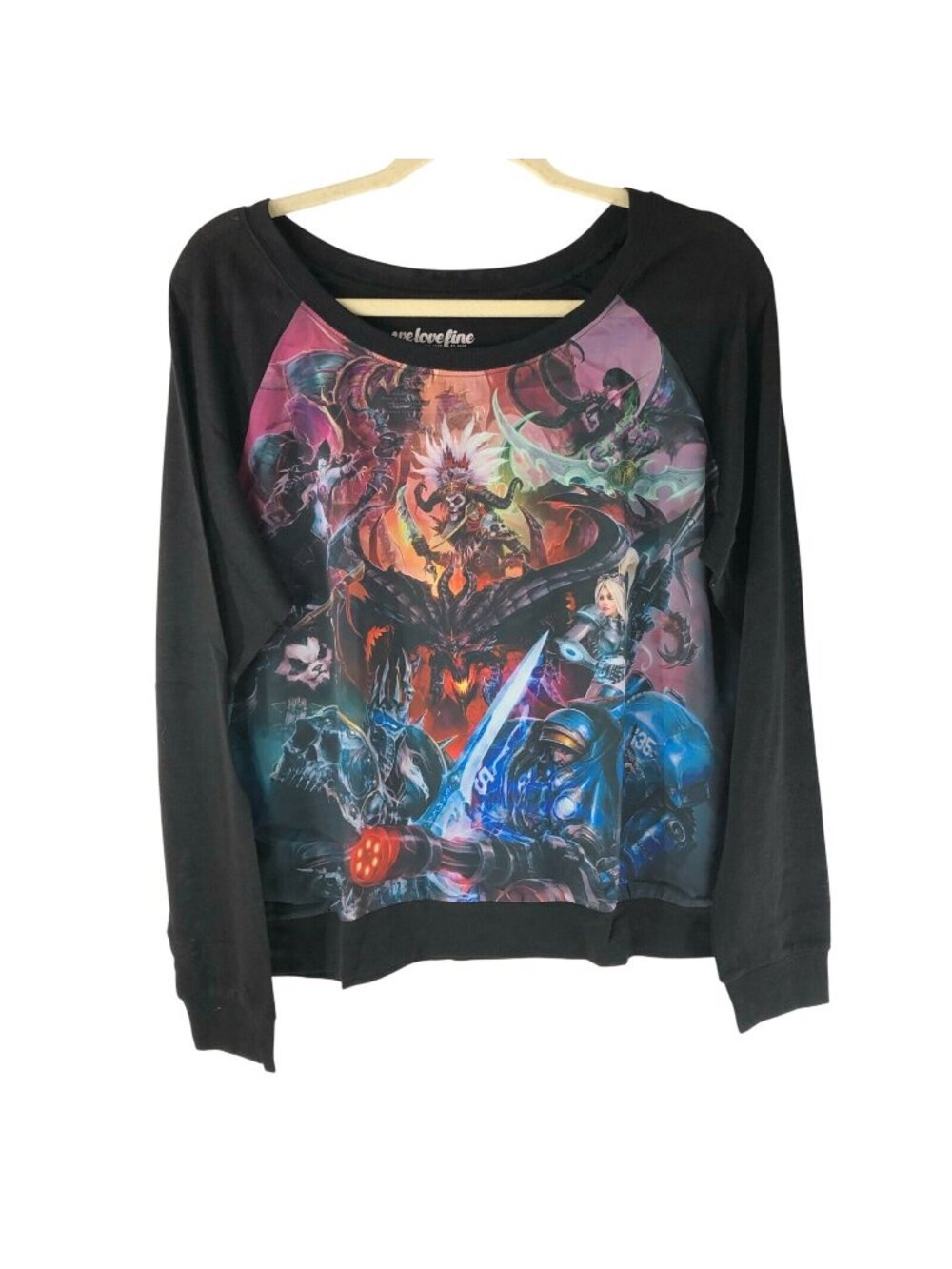 WeLoveFine Womens Heroes of the Storm Top TShirt Long Sleeve Graphic Sheer XL